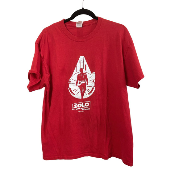 Star Wars Dennys Red T-Shirt Short Sleeve Han Solo Social Large - Picture 1 of 9